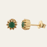 Dainty Gold Brazilian Emerald Studs - Dainty London