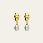 Dainty Gold Pearl Twist Drop Earrings - Dainty London