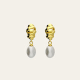 Dainty Gold Pearl Twist Drop Earrings - Dainty London