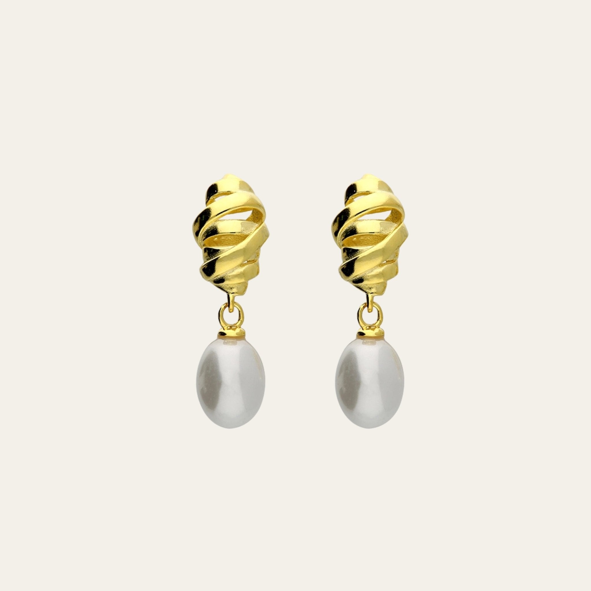 Dainty Gold Pearl Twist Drop Earrings - Dainty London