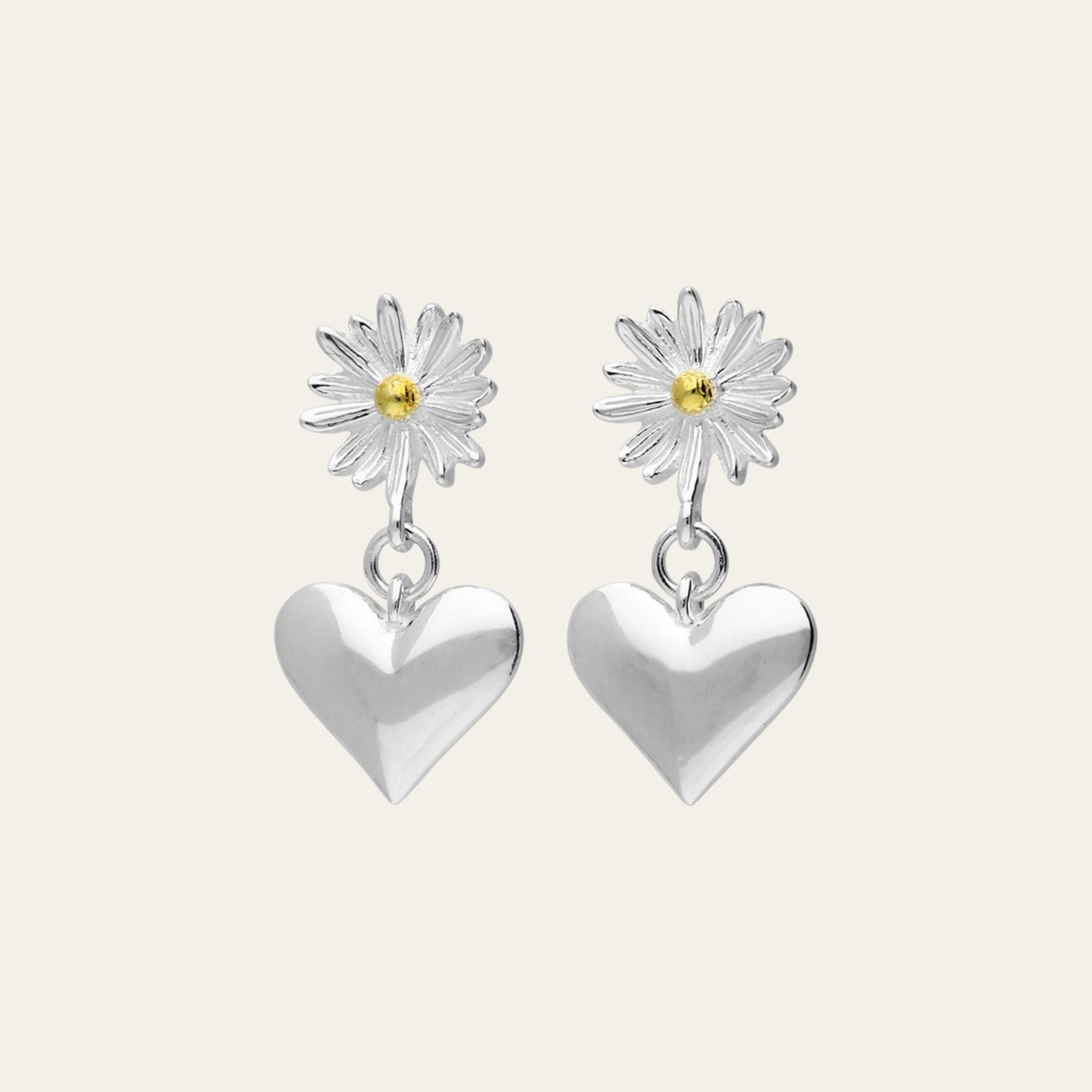 Dainty Silver Daisy Drop Earrings - Dainty London