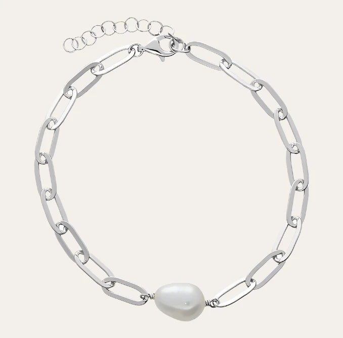 Dainty Silver Pearl Bracelet - Dainty London