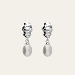 Dainty Silver Pearl Twist Drop Earrings - Dainty London