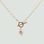 Gold Pearl Toggle Necklace - Dainty London