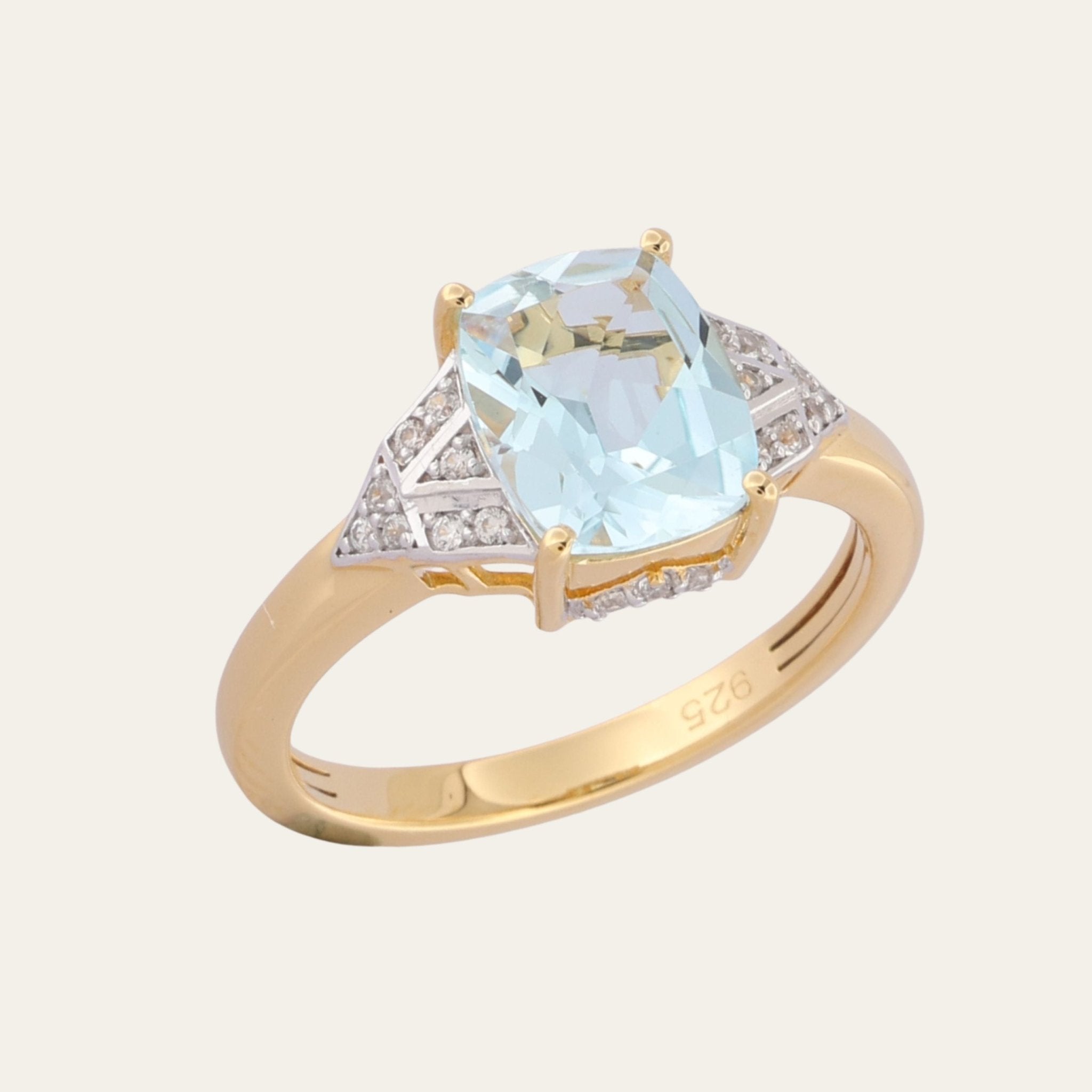 Gold Sky Blue Topaz Ring - Dainty London