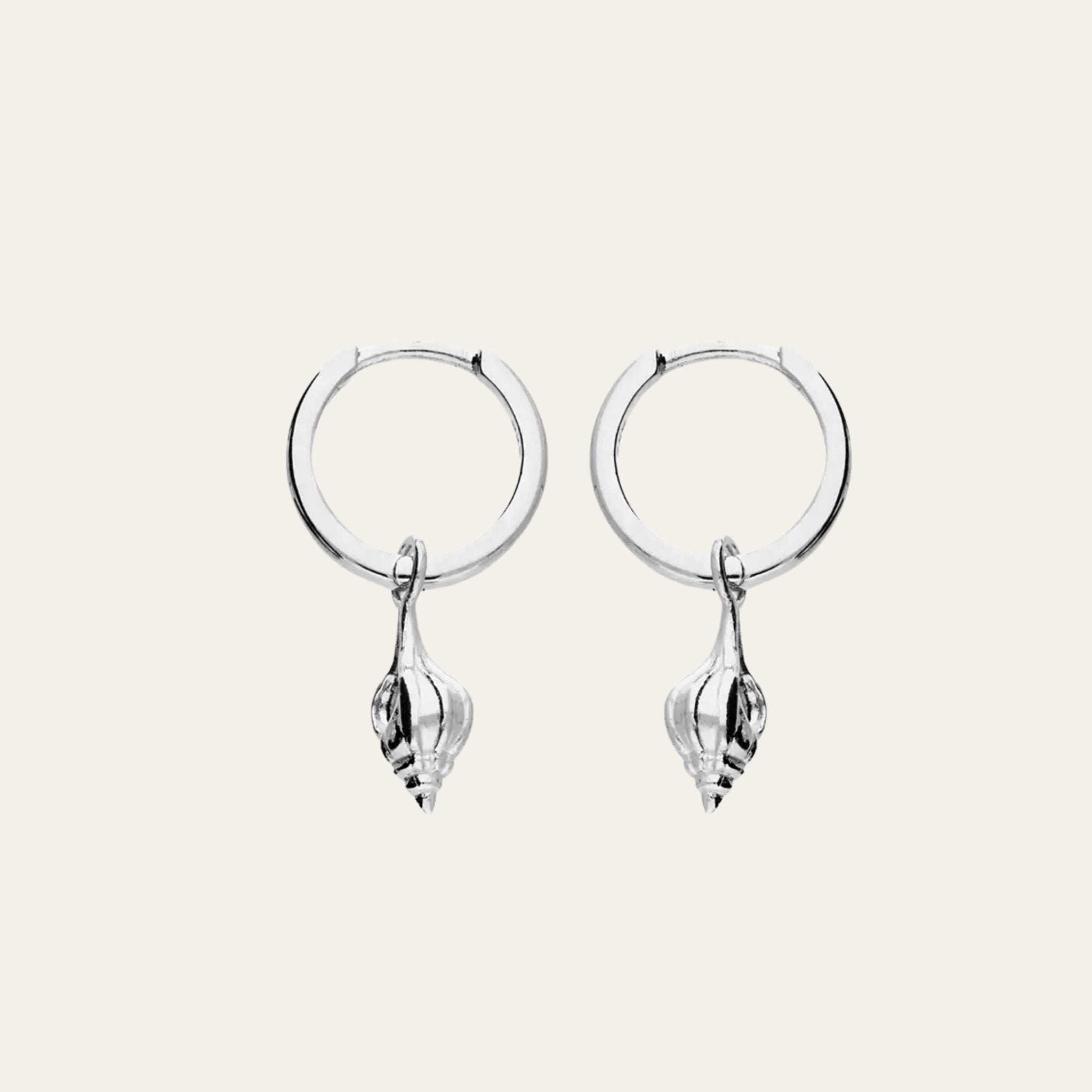 Silver Periwinkle Seashell Hoop Earrings - Dainty London