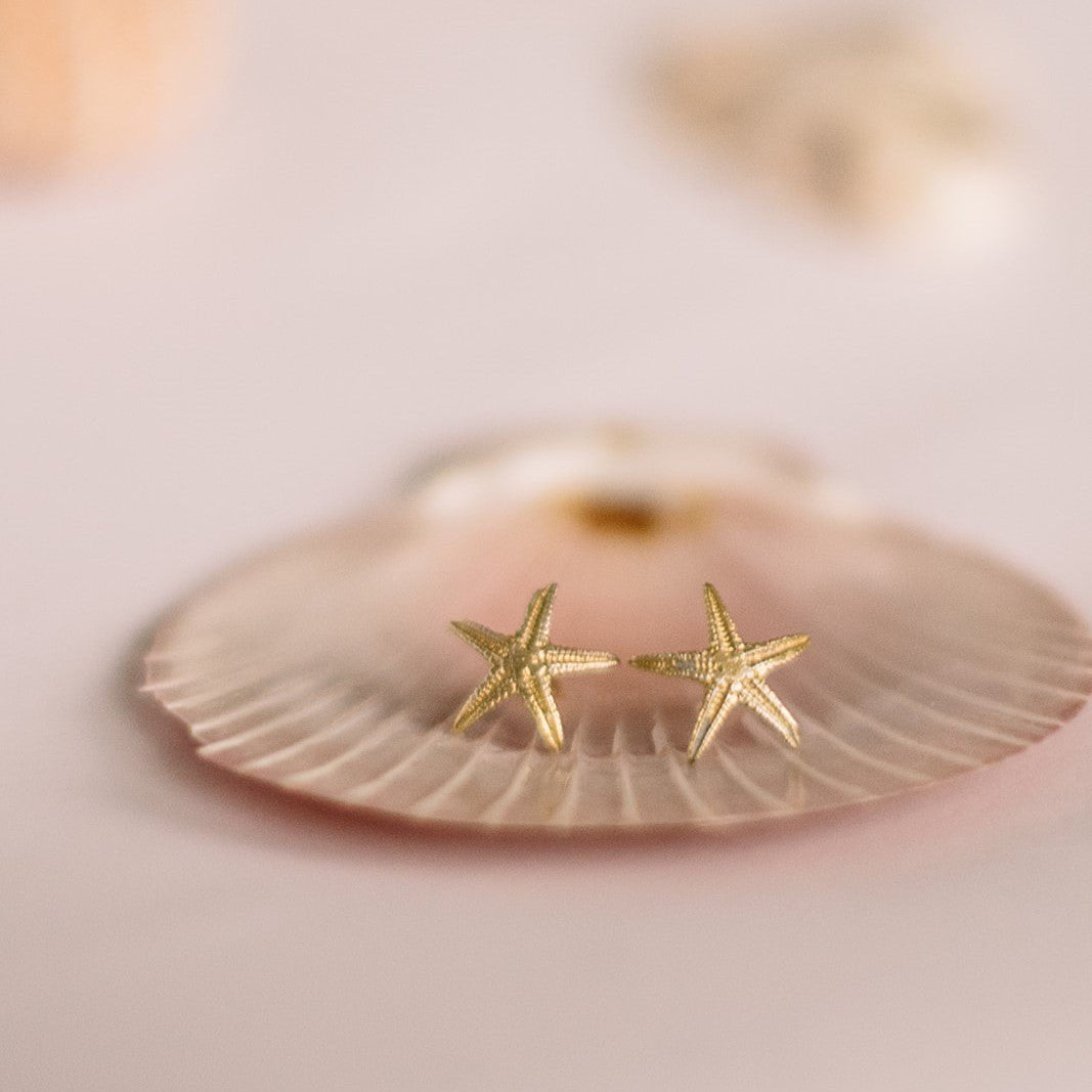 Solid 9ct Gold Starfish Studs - Dainty London