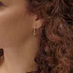 Solid Gold Walnut Twig Hoop Earrings - Dainty London