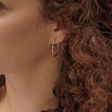 Solid Gold Walnut Twig Hoop Earrings - Dainty London