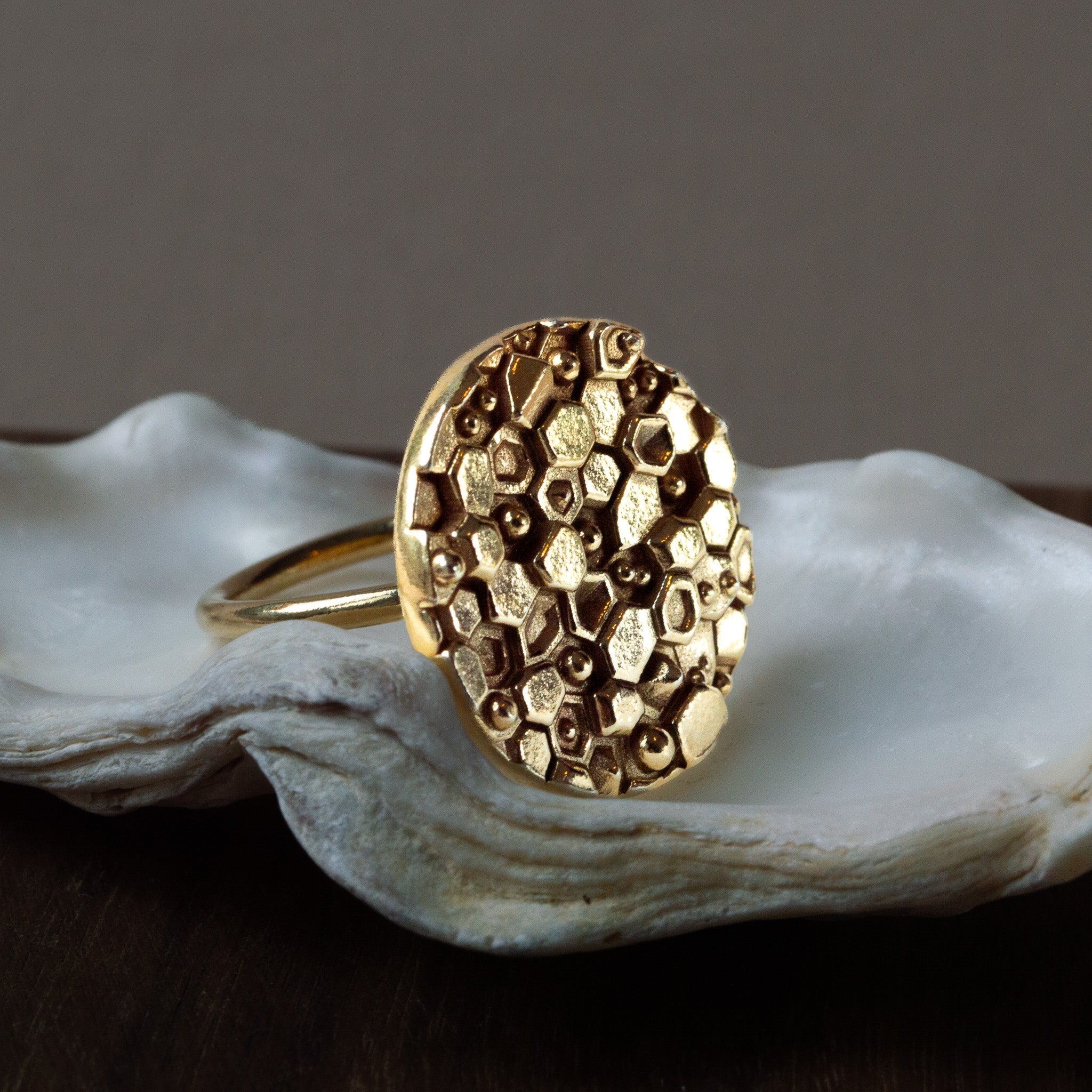 The Gold Round Hemera Ring - Dainty London